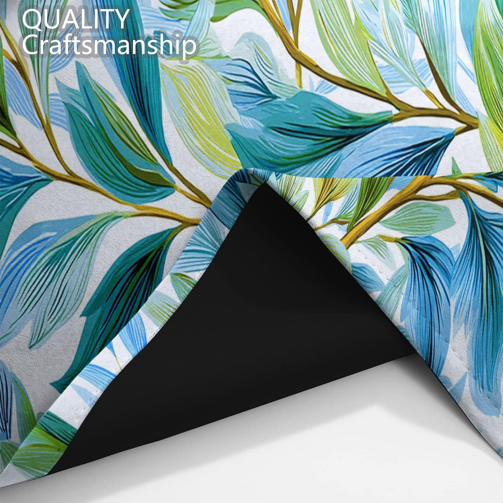 Générique Rideaux Occultants Enfant Rétro Moderne 110 x 215 cm (L x H), Isolation Phonique à Œillets Feuille Saule Imprimé, pour Chambre Garçon (2 Panneaux) Bleu