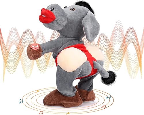 MILEGI Juguete de burro de peluche que baila y canta, burro tembloroso, divertido animal de peluche, juguetes interactivos que sacuden las caderas,