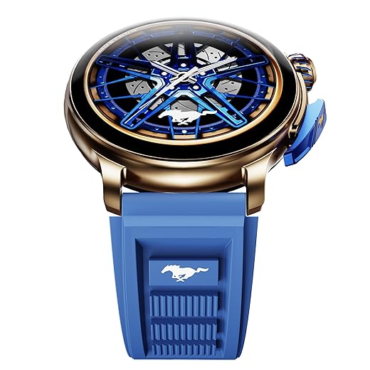 GOBOULT Mustang Racer Smart Watch 1.43'' AMOLED Display, Rotating Bezel, BT Calling, 150+Watchfaces, 500 Nits Brightness, AI Voice Assistant, SpO2 Monitoring, 120+ Sports Mode (Apex Blue)