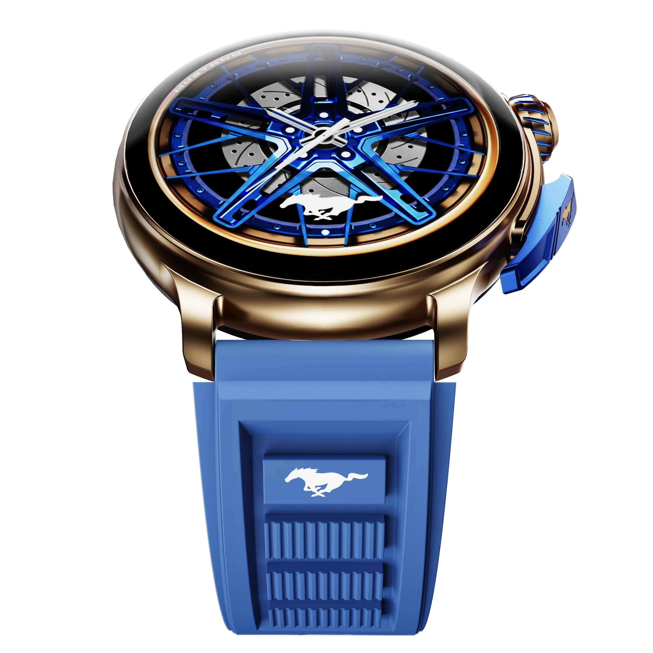 GOBOULT Mustang Racer Smart Watch 1.43'' AMOLED Display, Rotating Bezel, BT Calling, 150+Watchfaces, 500 Nits Brightness, AI Voice Assistant, SpO2 Monitoring, 120+ Sports Mode (Apex Blue)