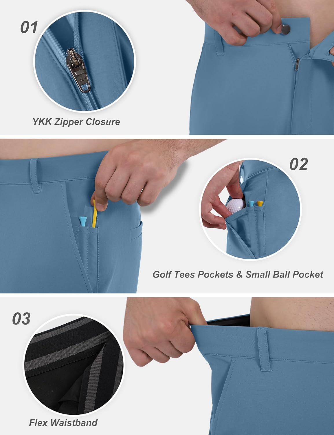 Men's Golf Shorts 7"/ 10" Stretch Quick Dry Water Resistant Dress Casual Shorts with 6 Pockets Work Hiking Shorts - Image 5