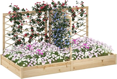Jardinière Extérieure Treillis 222x114x109cm Effet Bois Outsunny