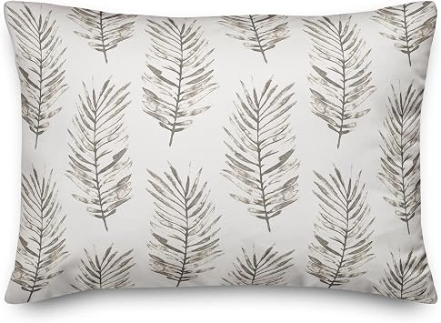 White Fern Pattern Indoor/Outdoor Pillow | Decorative Pillows for Living Room Couch Bed Sofa Patio, Fluffy Soft Cushion | Water Resistant Multi, 14x20