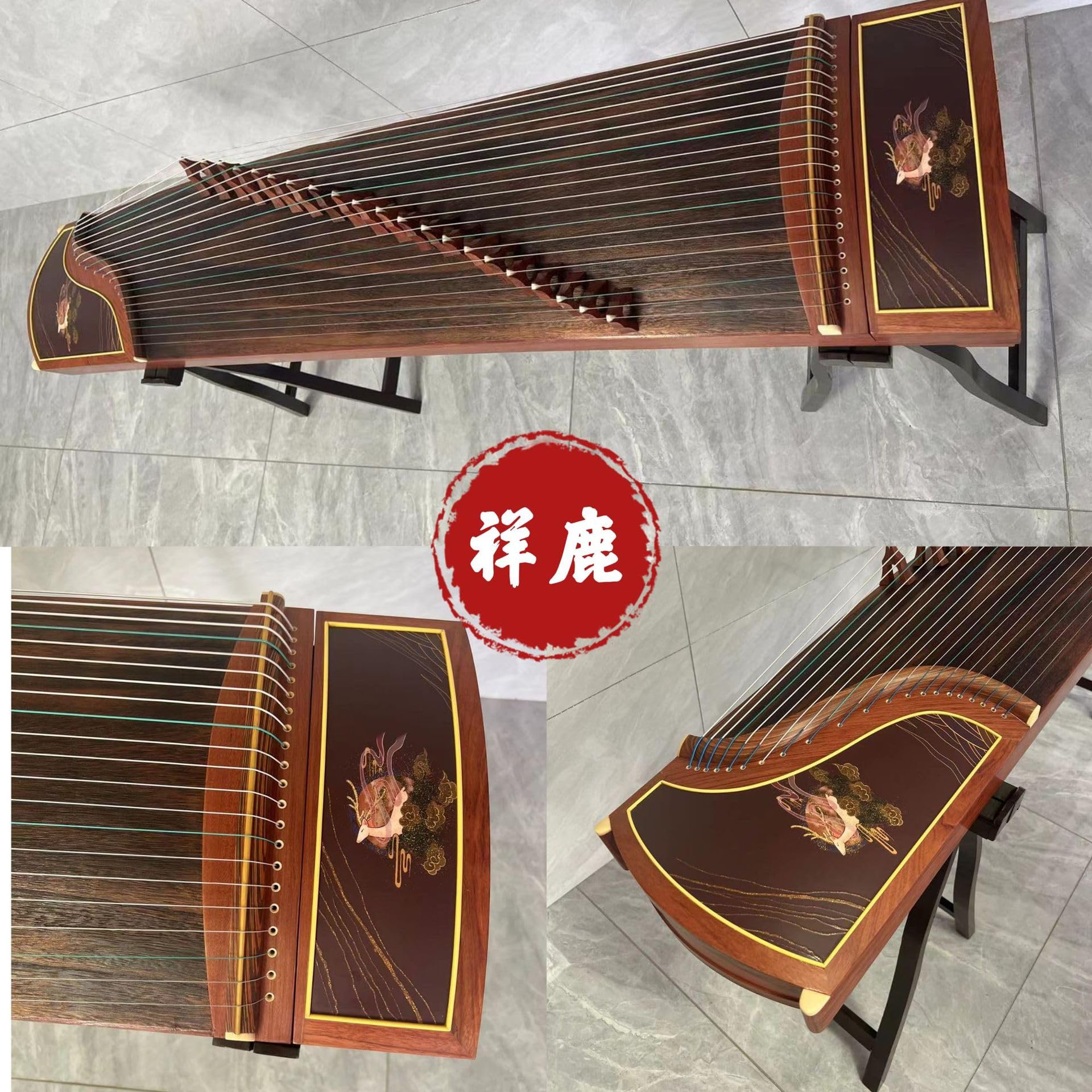 筝 163cm 21弦 鹿の写真 中国の弦楽器 【公式通販】