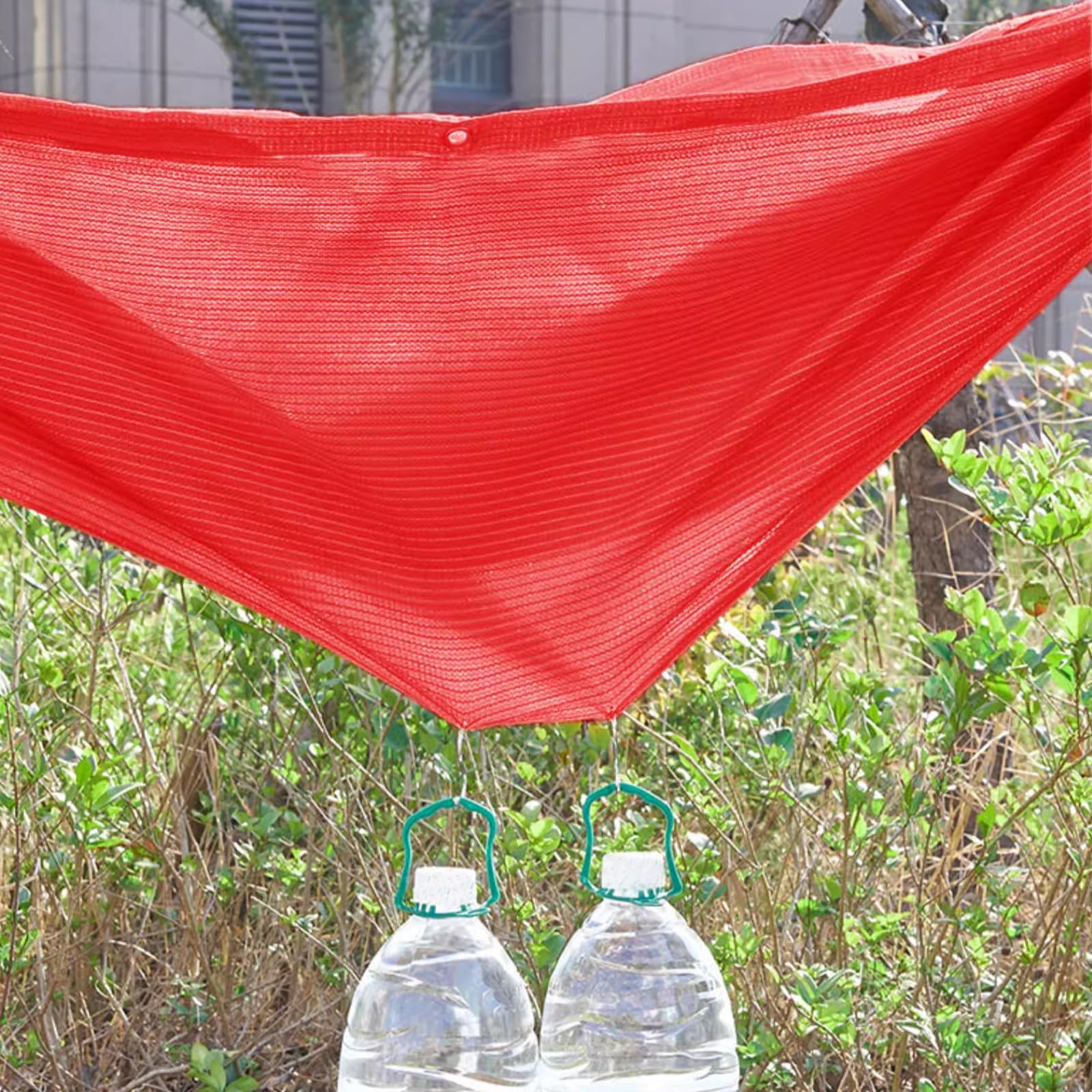 Czerwona siatka cieniująca, 99% odporna na promieniowanie UV, oddychająca, na podwórko, do ogrodu, pergoli, basenu lub chłodzenia, plandeka polietylenowa (20 pinów).