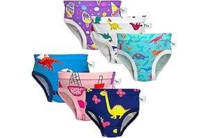 Dinosaur Underwear For Girls - 100% Comfy Cotton Toddlers' Panties (6&10 Pcs)