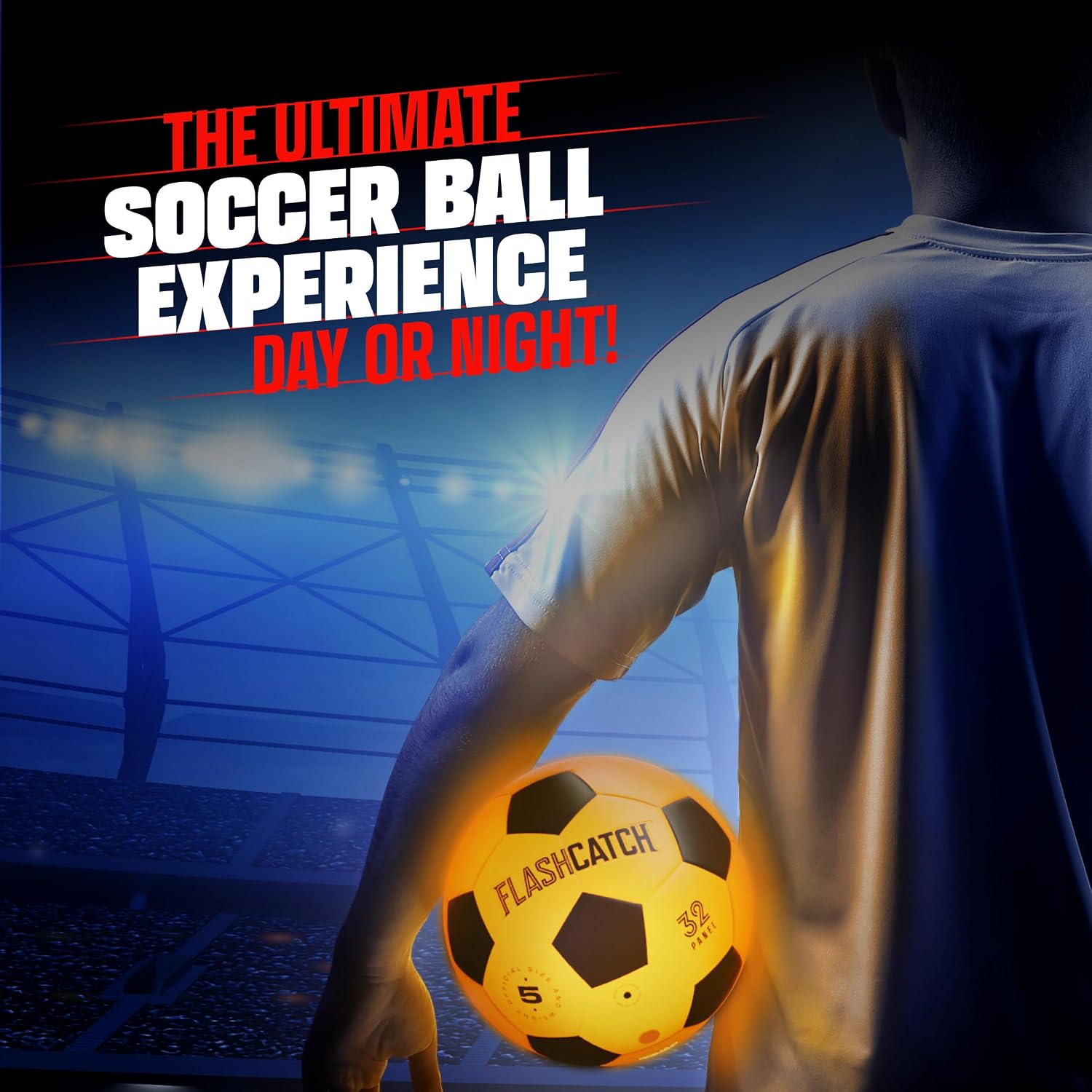 FlashCatch Rechargeable Light Up Soccer Ball - Glow in The Dark Balls - Gifts for Boys 8-12 12-14 - 9 Year Old Boy Birthday Gift Age 7, 8-10, 10-12 Ages - Outside Toys for Kids - Soccers Accessories