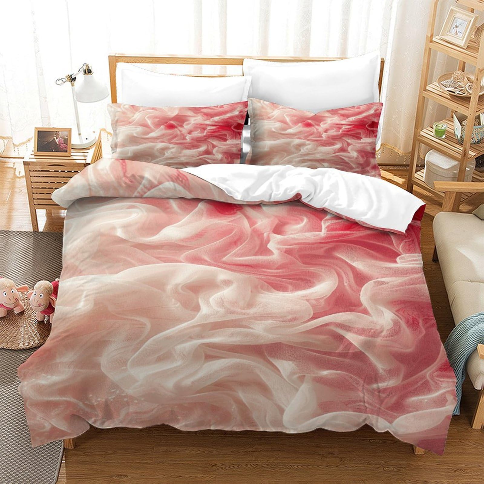 P1S9U7W5Y Elegant Gradient 3D Printed Marble Duvet Cover Set 3pcs Microfiber Artistic Bedding Set Super king（260x220cm）