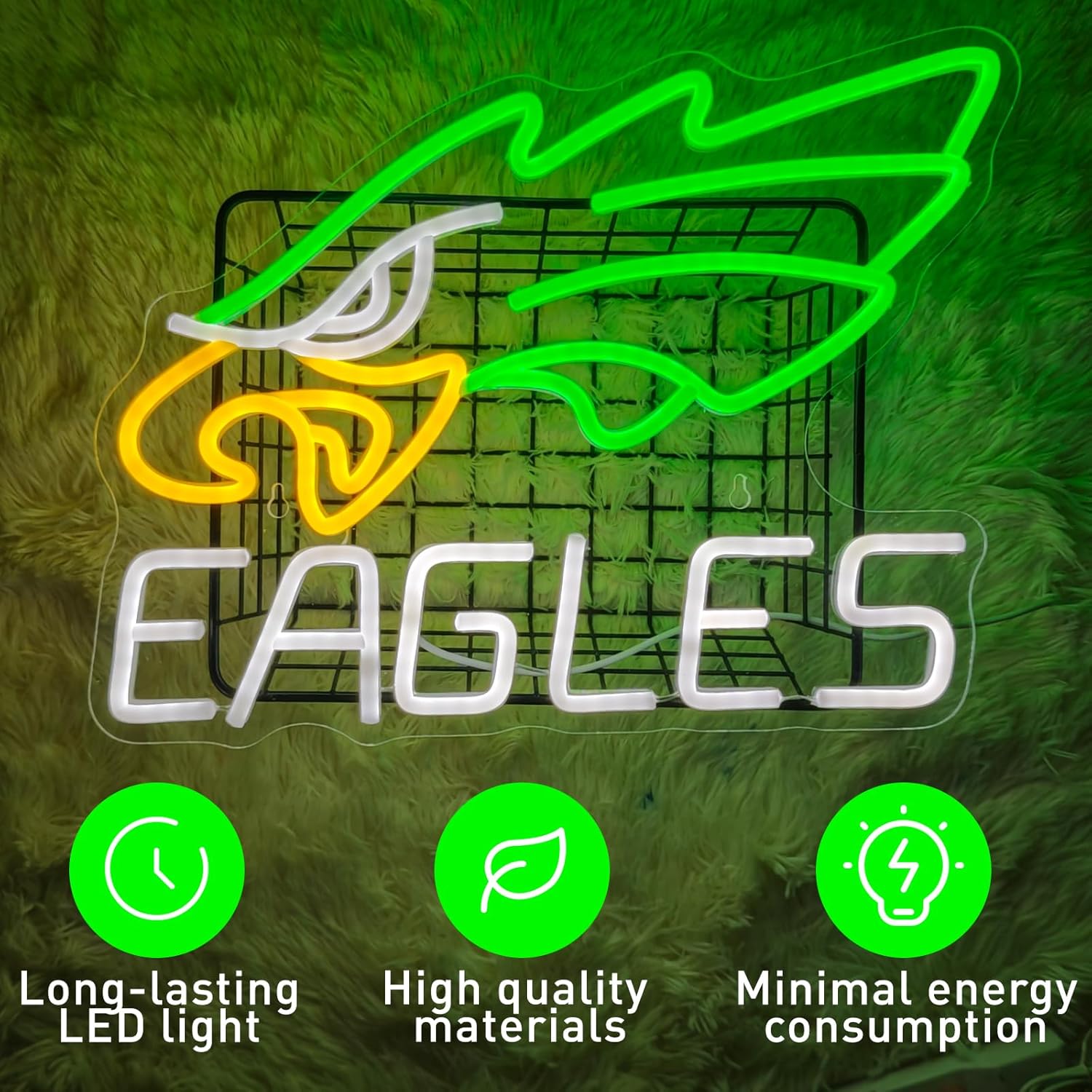 Eagle Neon Signs Football Team Led Neon Sign for Wall Decor USB Powered, Dimmable Football Neon Signs 15.74x11.81inches Animal Preppy Lights for Man Cave Dorm Room Pub Decor Birthday Party Sport Fans Gifts