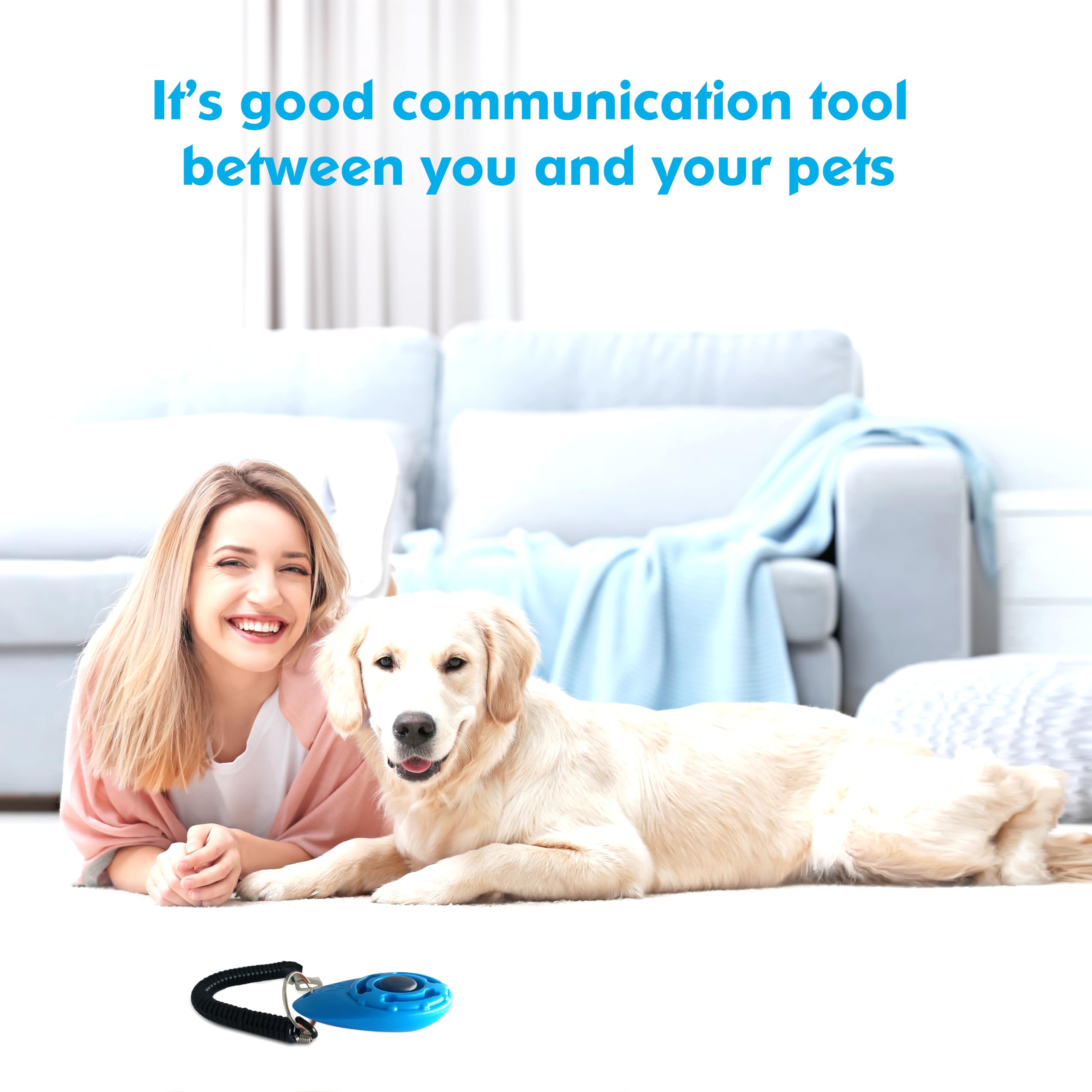 MODUS Clicker de dressage pour chiens – Clicker avec sangle de poignet réglable – Clicker de renforcement positif pour chiens, chats, chiots (bleu)