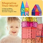 PicassoTiles Magnetic Tiles 60pcs Kids Toys Classroom Sensory Toy for Toddlers STEM Learning Building Blocks, Montessori Pretend Play Magnet Tile Construction Stacking Block Boys Girls Ages 3+ PT60