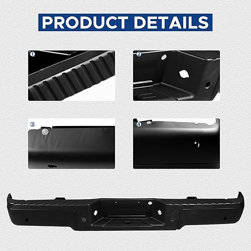 Miniatura 4 de Rear Step Bumper Assembly Fits for 2009 2010 2011 2012 2013 2014 Ford F-150, Peforway Back Chrome Steel Bumper Replacement without Parking Sensor
