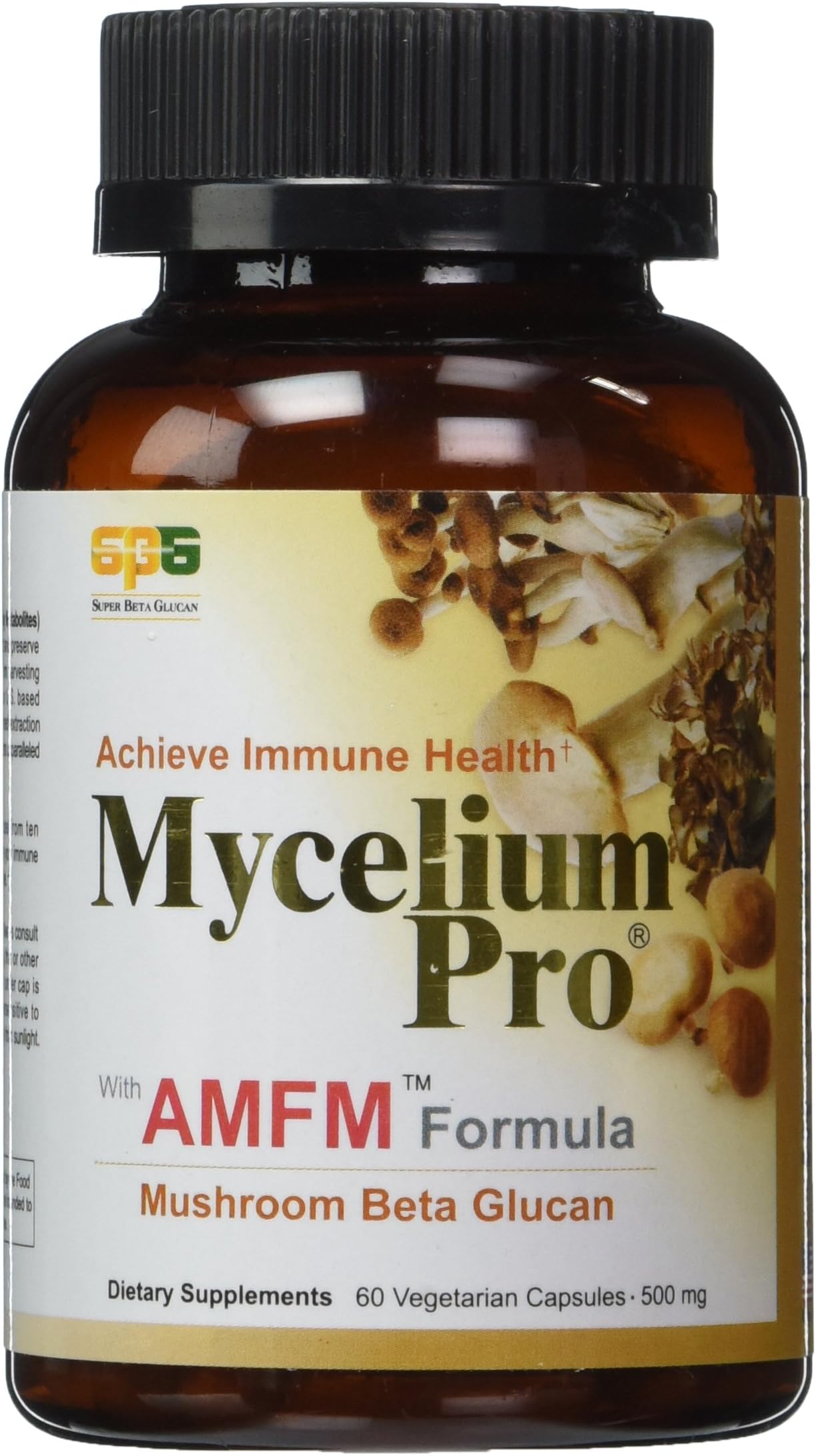Mycelium Pro Ultimate Immune AMFM (Multi-Species Mushroom Beta Glucan Extract) 60 Veggie Caps, 500 mg - New Packaging