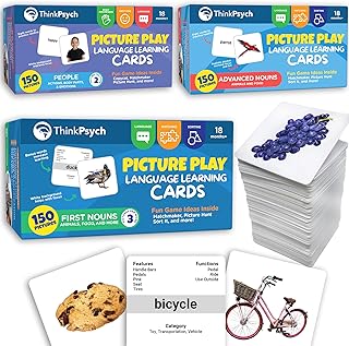 Picture Play Flash Cards for Toddlers 2-4 Years - 450 Picture Cards Language Builder Bundle - Animals, Body Parts, Emotions, Food, Vegetables - Preschool, ABA, Speech Therapy Materials