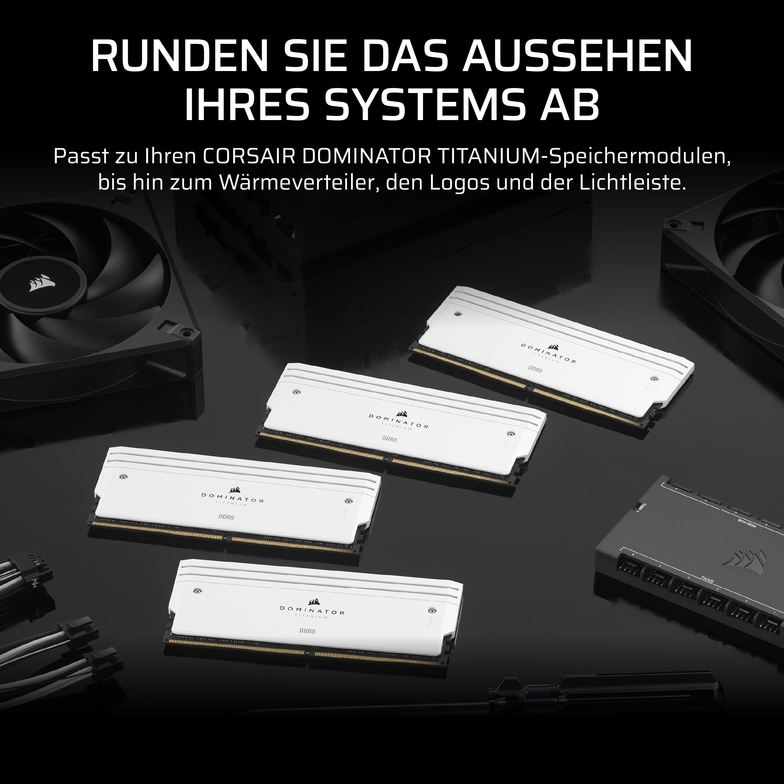 CORSAIR Dominator Titanium DDR5 RGB Lichtverstärkungs-Kit – 2X Module – 0GB RAM – CORSAIR iCUE-Kompatibel – Weiß