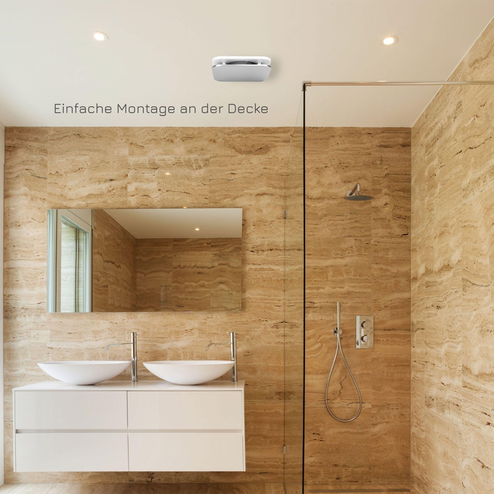 Turbionaire TREND 100 SA Badlüfter 100mm, Aluminium Frontplatte Matt, Gegen Feuchtigkeit und Schimmel, Mit Lichtschalter-Aktivierung, Für Belüftung im Badezimmer und WC, 5 Jahre Garantie