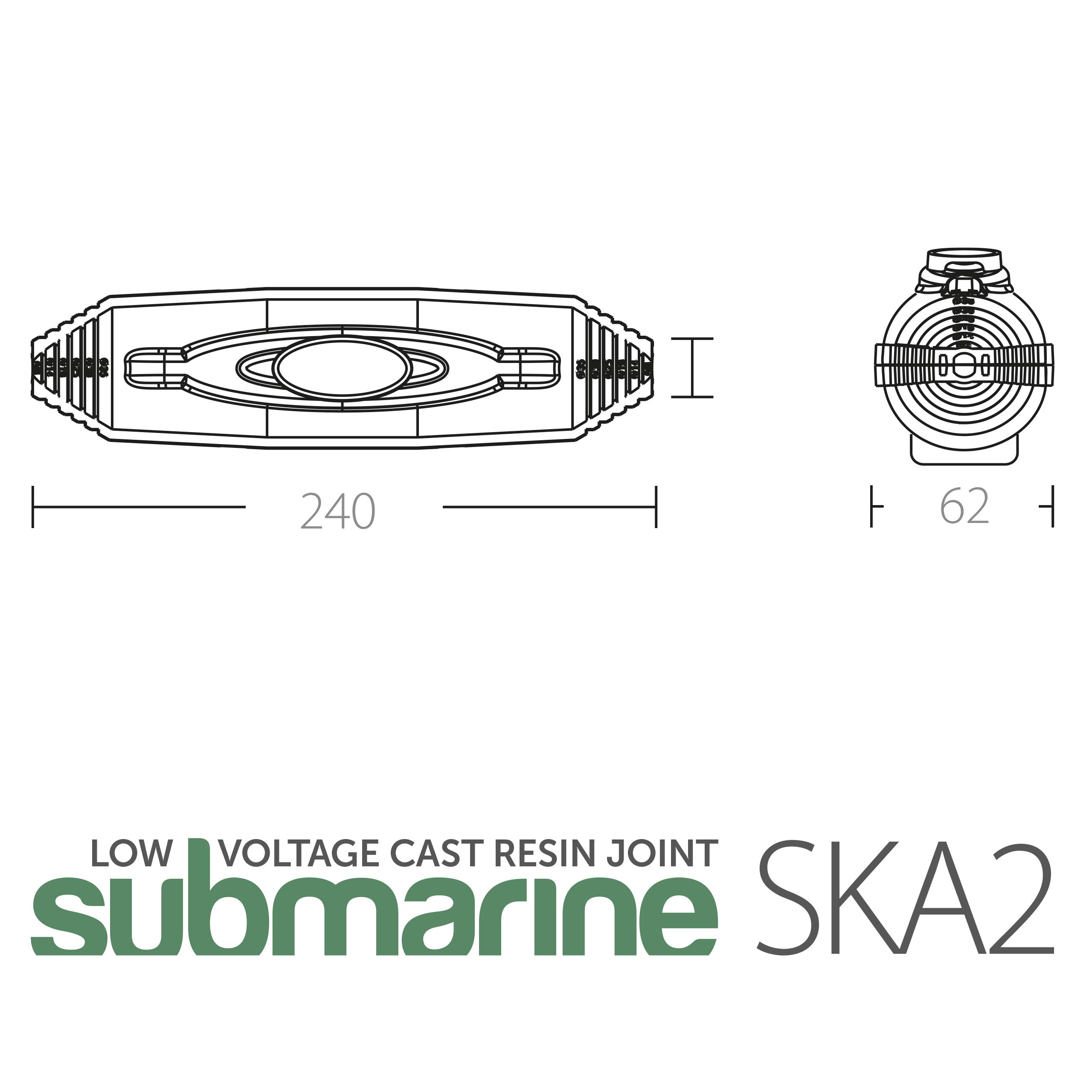 Énonorisation de kit sous-marine Etelec, en résine d'état solide, câbles jusqu'à 5 pôles, pose intégré, air, cavidotti inondé, séparateur inclus (diamètre du câble min 8 max 35 mm)