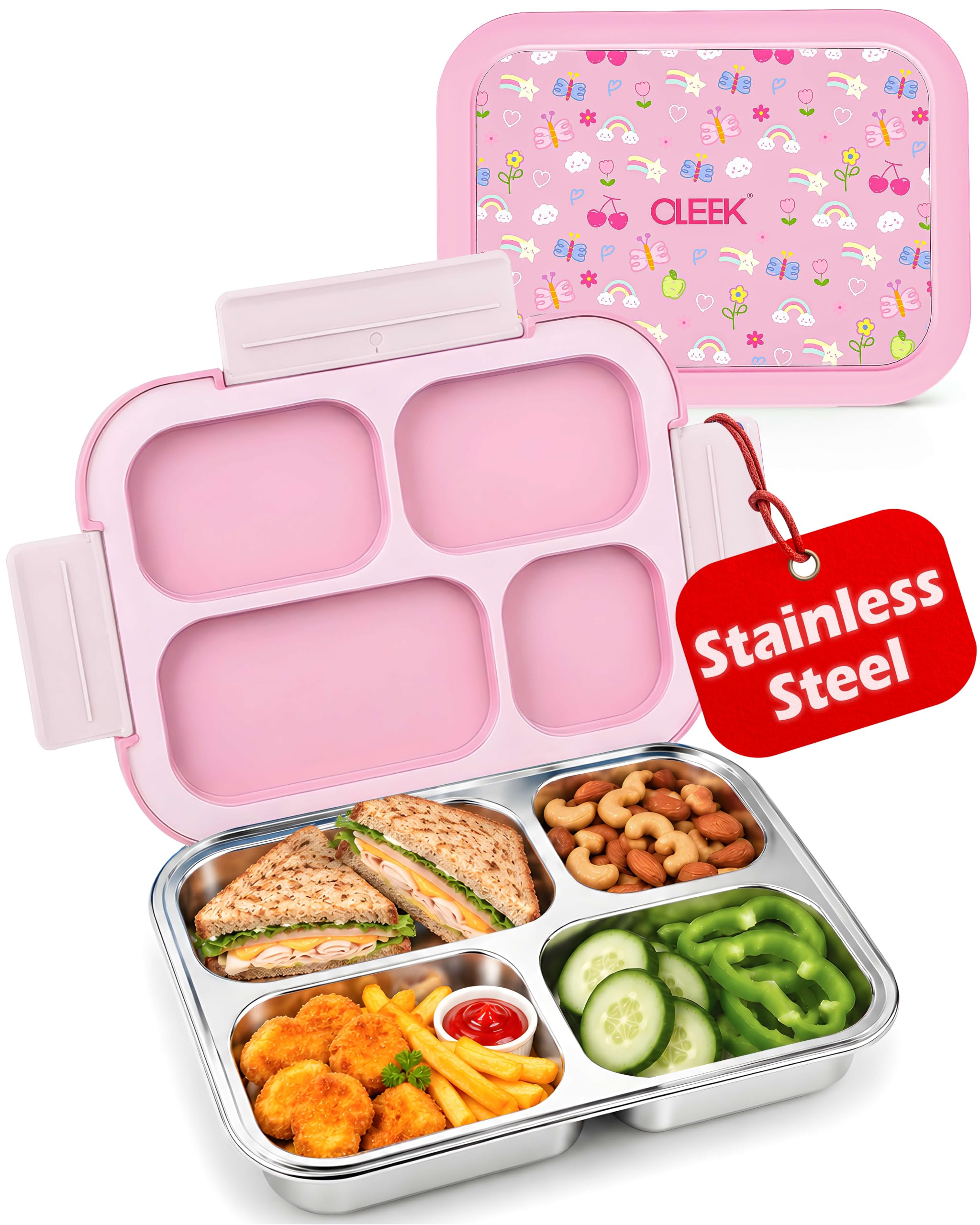 OLEEK kids lunch box stainless steel, bento box stainless steel
