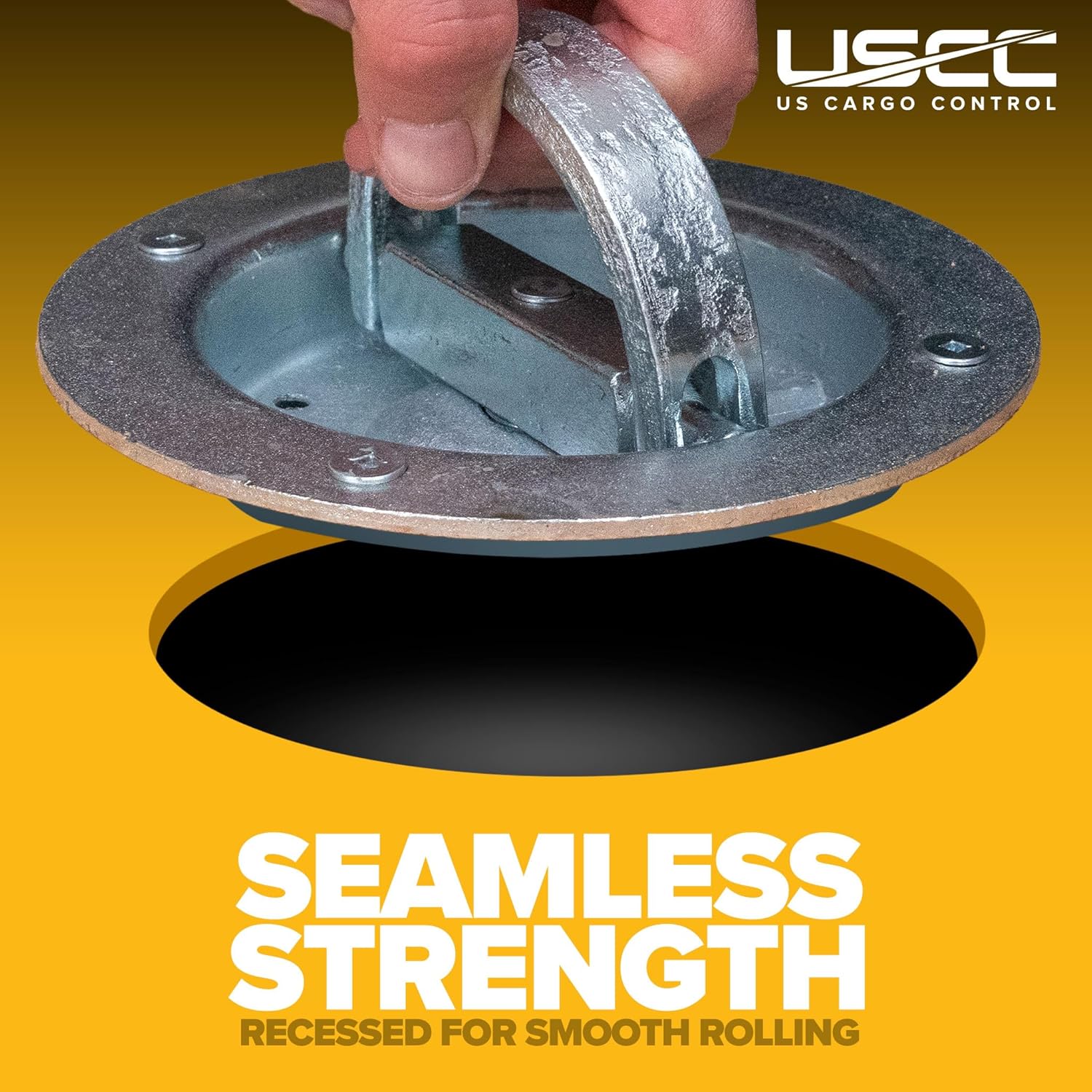 US Cargo Control Recessed D-Ring Rotating Pan Fittings (4-Pack), 6,000 LBS Break Strength, Swivels 360 Degrees, Zinc-Plated 6-Inch Recessed Tie Down Anchors for Trailers and Flatbeds