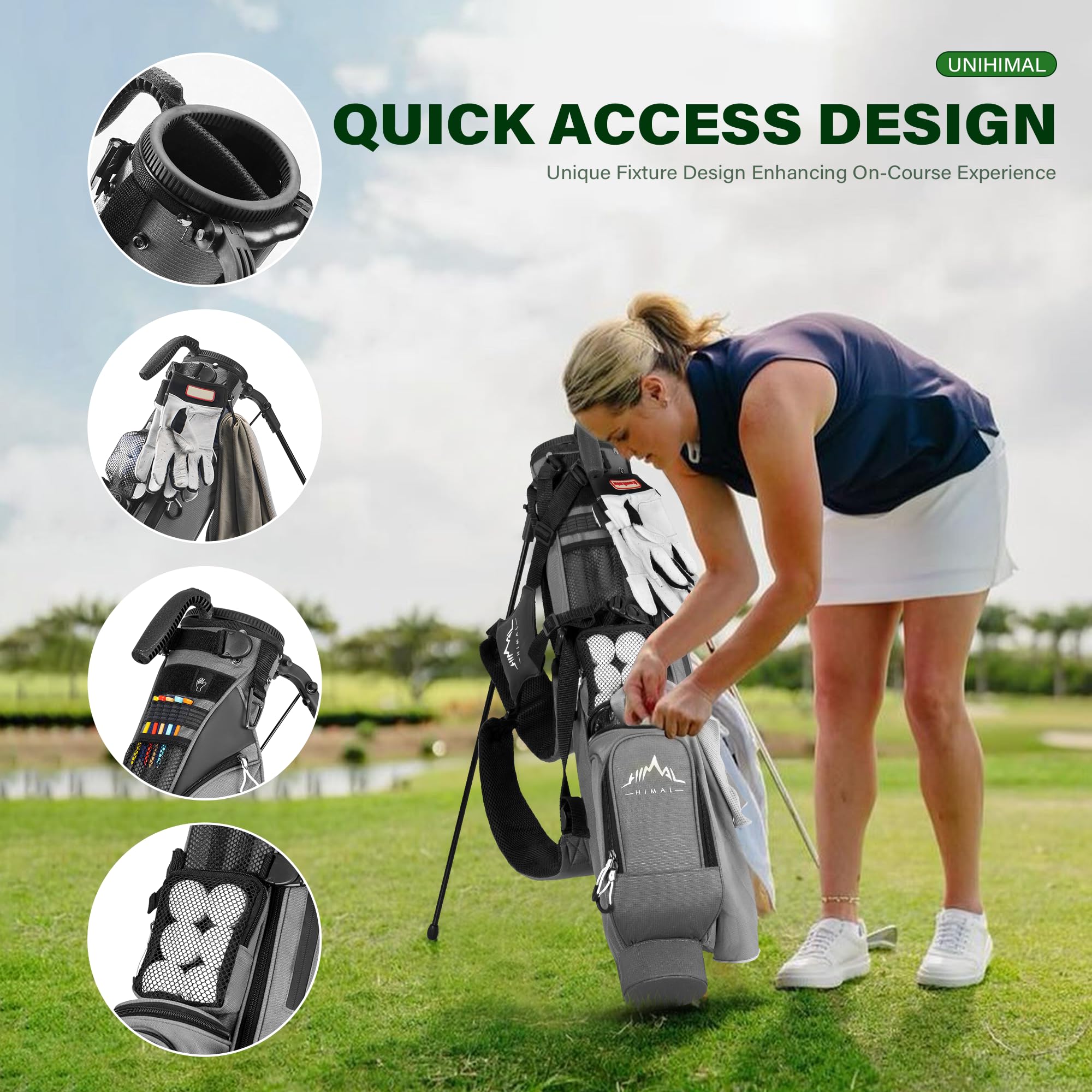 Bolsa de transporte ligera de golf PRO con correas de hombro dobles, fácil de transportar y duradera, para el campo de conducción, par 3 y campos ejecutivos, 31.5 pulgadas de alto