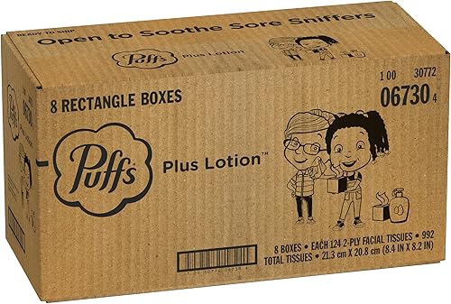 Miniatura 28 de Puffs Plus Lotion - Pañuelos faciales, 1 caja familiar, 124 pañuelos por caja