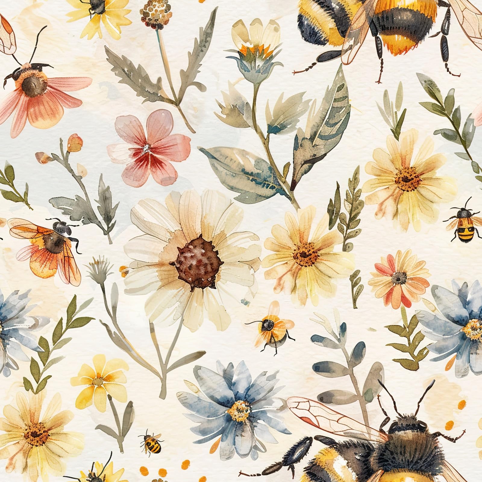 Papier peint floral jaune 45x600 cm autocollant repositionnable pour mur et meuble