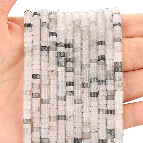 150 cuentas espaciadoras de jade iceberg natural, sueltas, semipreciosas, planas, redondas, cuentas de piedra de disco Heishi para cuentas de