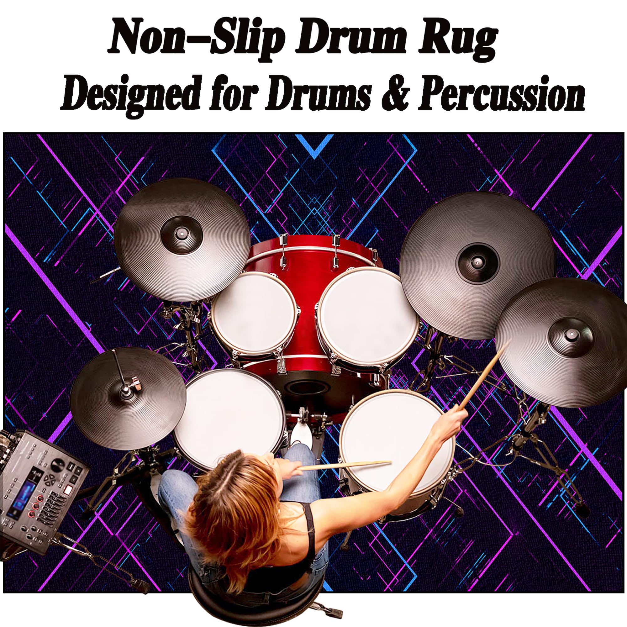 Dywan z baterią akustyczną, dźwiękoszczelny dywanik z baterią, elektroniczny dywanik do bębna basowego, antypoślizgowy do bębna basowego i innych elementów zestawu dywaników do dywanika 140 x 100 cm
