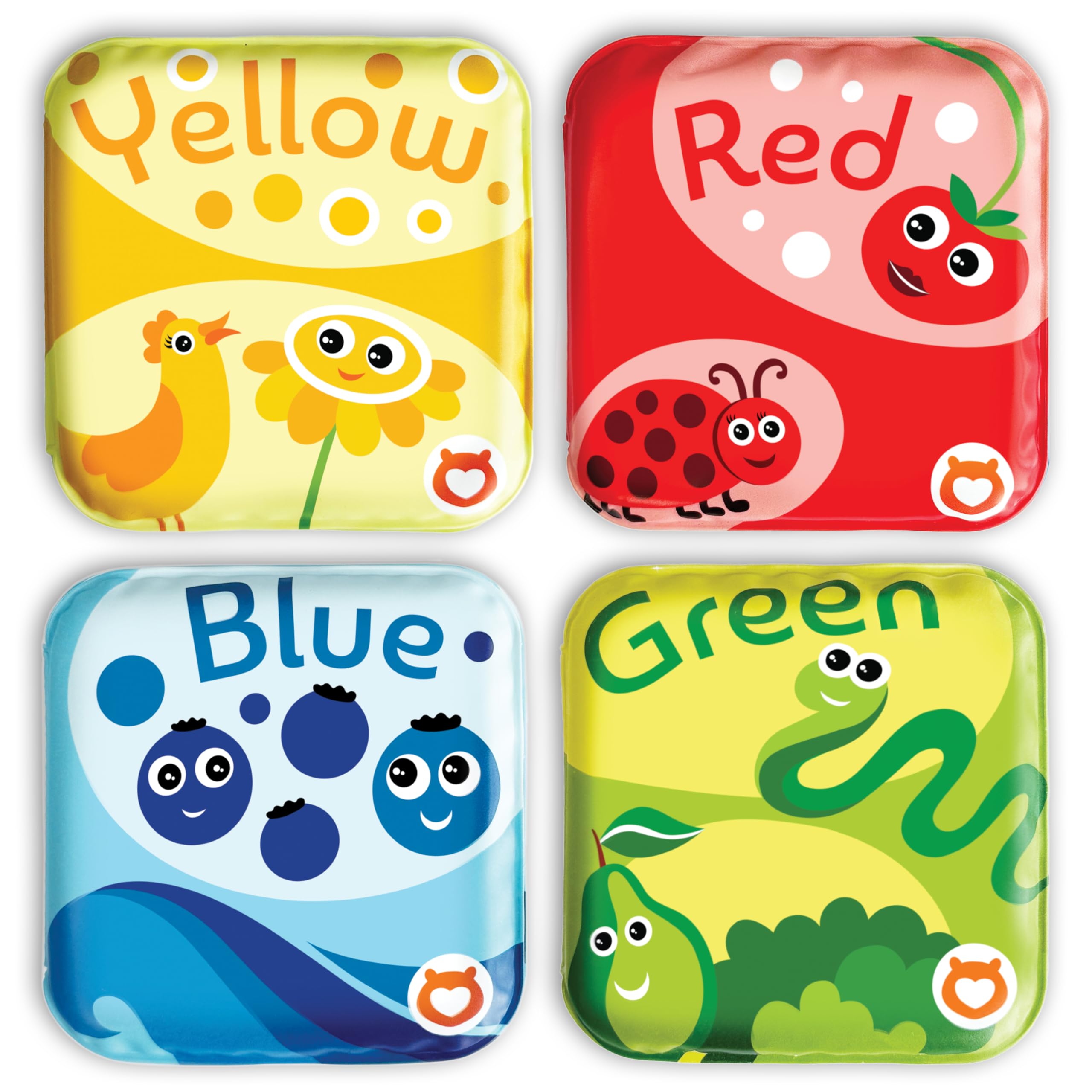 BabyBibi Floating Bath Books, Waterproof Bath Toys, Color Recognition Learning Bath Books, Set of 4, Age 3+ Months