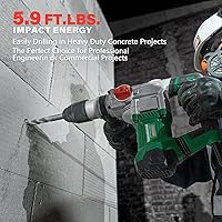 Vista 4 de Taladro de martillo giratorio SDS-Max de 1-1/2" de servicio pesado, 12.5 amperios, 3 funciones, control de vibración con cable, taladro