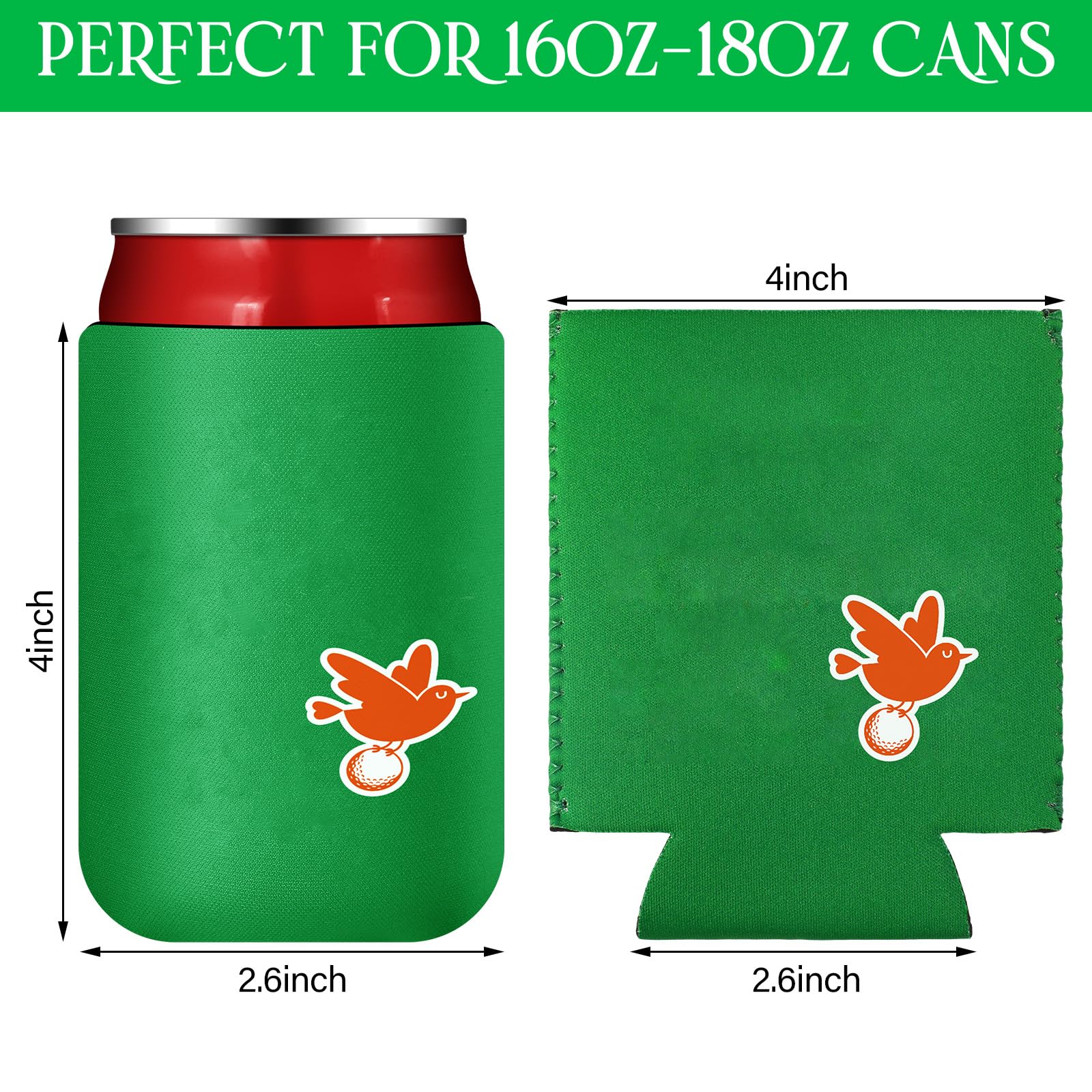 Domensi 16 Pcs Golf Gifts Funny Golf Party Themed Can Cooler Insulated Can Sleeve Bulk Golf Party Supplies for Golfer Game Outdoor Activities Decorations, 12 oz Can (Vibrant)