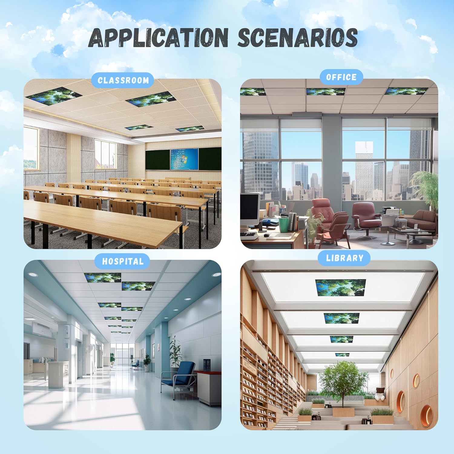 4 Pack Fluorescent Light Cover with 4 x 2 Feet Magnetic,DDFS Fluorescent Light Covers for ceiling lights magnetic Forest