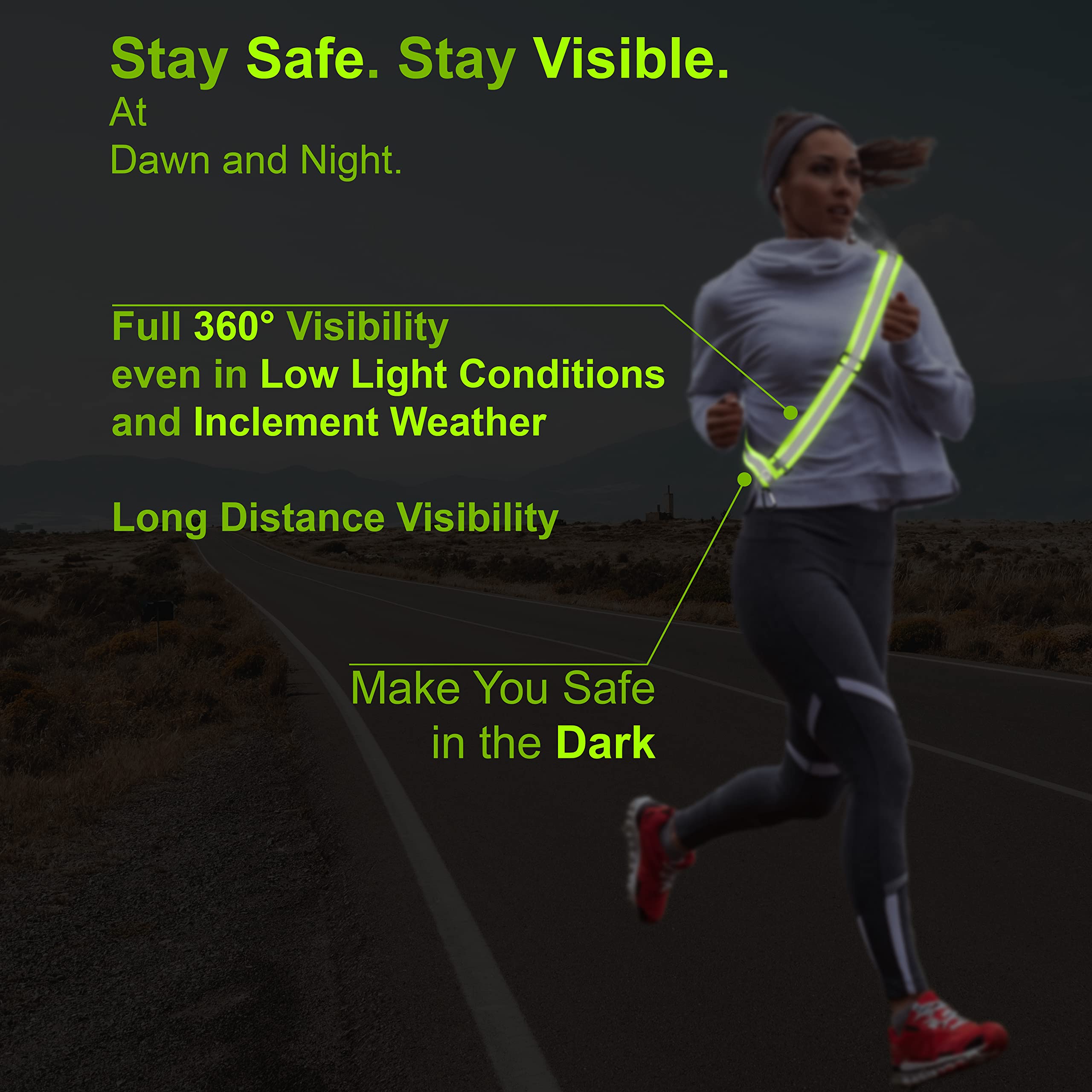 Paquete de 10 bandas reflectantes de seguridad para caminar por la noche, banda de seguridad ajustable para hombres, mujeres y niños, cinturón reflectante para correr, caminar, ciclismo,