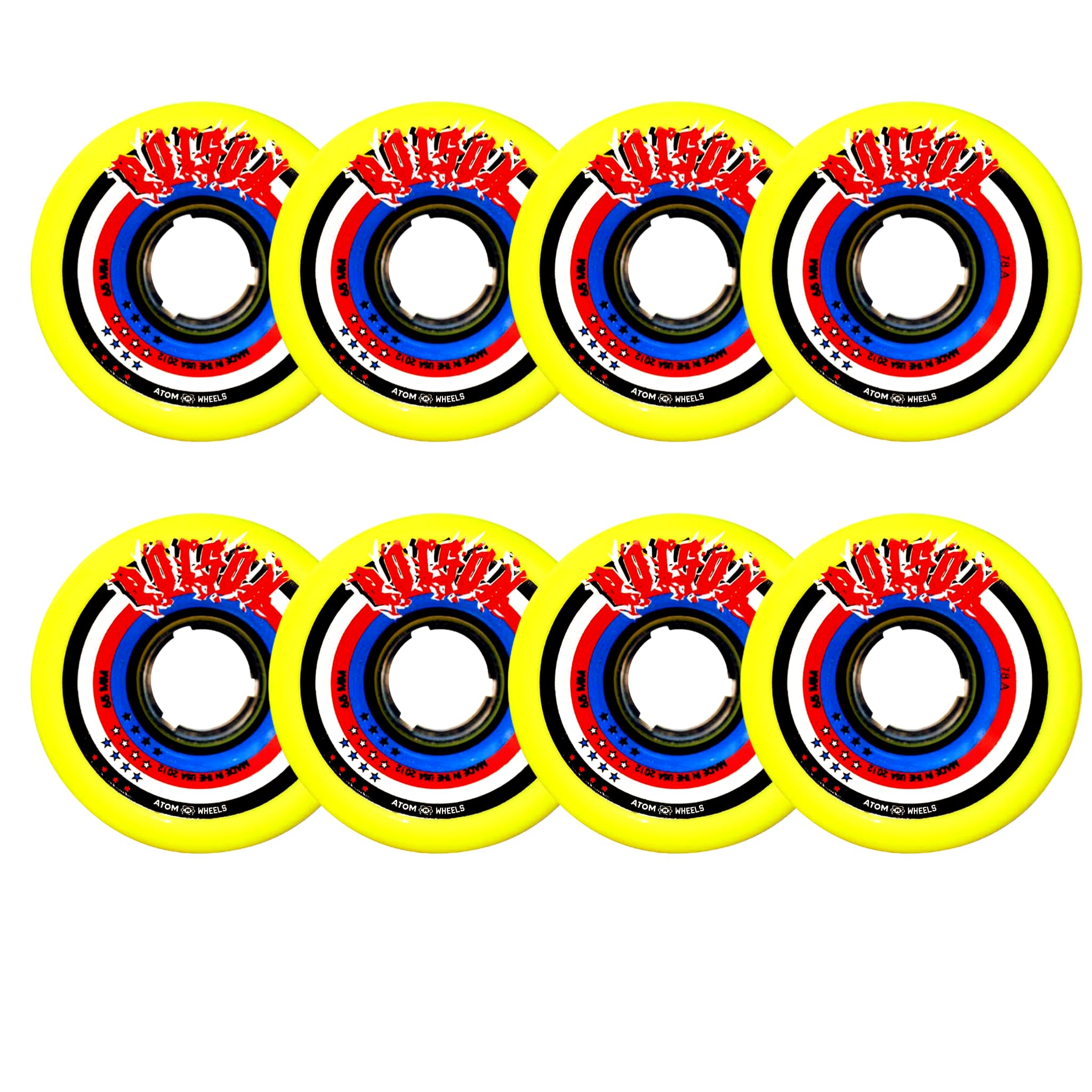 Sh Atom Poison Original Quad Roller Skating Wheels for Shoes, 78A Hardness (Yellow, 65 mm) - Set of 8-image-44