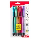 Pentel RSVP Razzle-Dazzle Ballpoint Pen, (1.0mm) Medium Line, Black Ink, Pack of 5 (BK91RDBP5M) – view 1