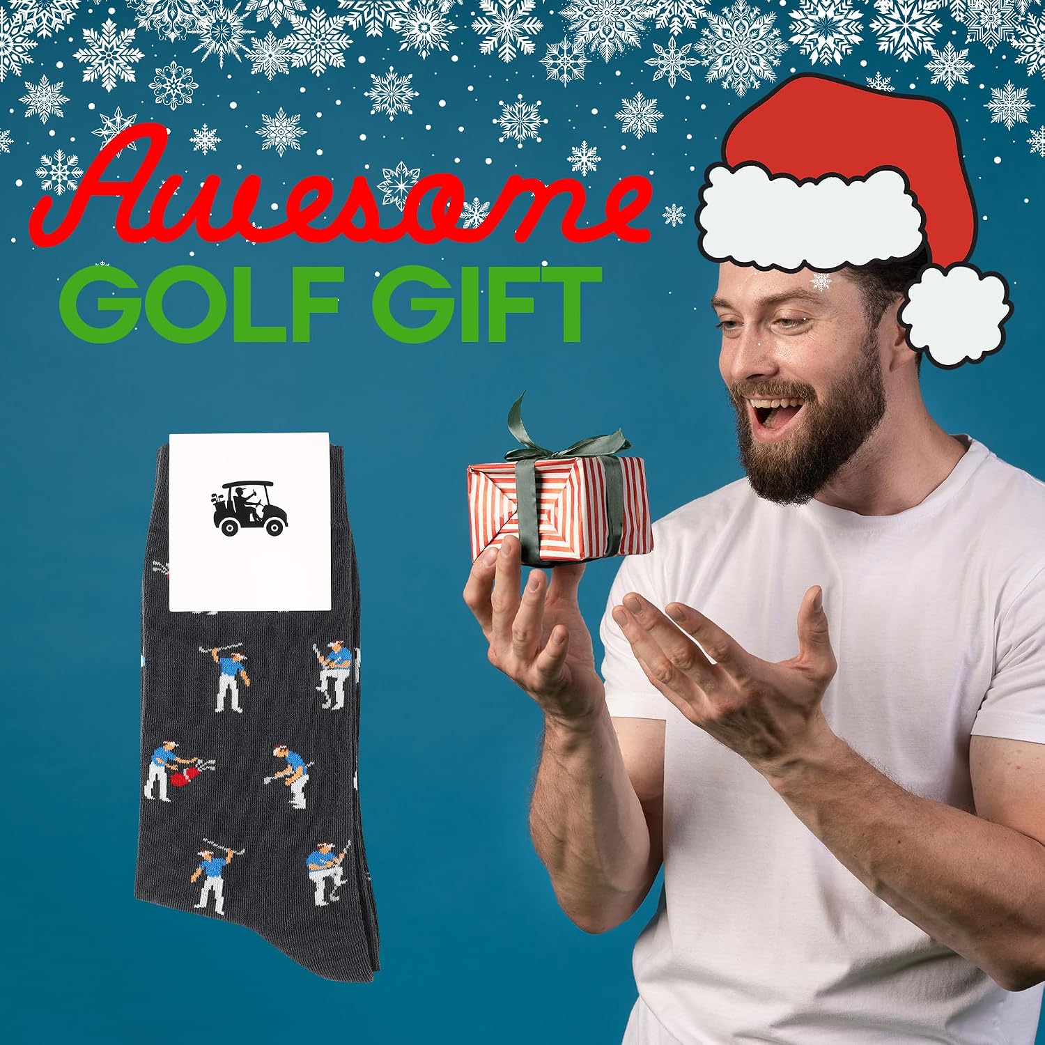 ZEETY Golf Socks – Funny Angry Golfer Novelty Socks, Golf Gifts & Accessories for Men and Women, 1 Pair per Pack, Size 9-13