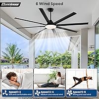 Vista 5 de Ventiladores de techo modernos con luces, ventilador de techo de 84 pulgadas con luz y control remoto, sala de estar, biblioteca, cafetería