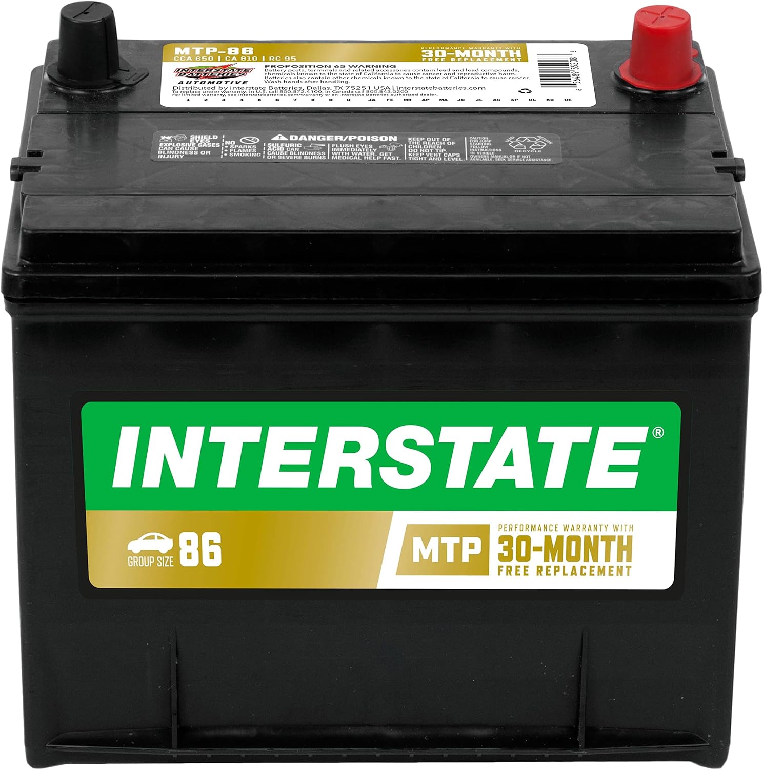 Interstate Batteries Group 86 Car Battery Replacement (MTP-86) 12V, 650 CCA, 30 Month Warranty, Replacement Automotive Battery for Cars, Trucks, SUVs