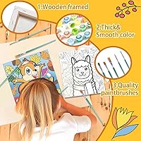 Vista 6 de Sixth Space Pintura por números para niños de 4 a 8 años, pintura al óleo acrílica preimpresa para principiantes, incluye lienzo enmarcado