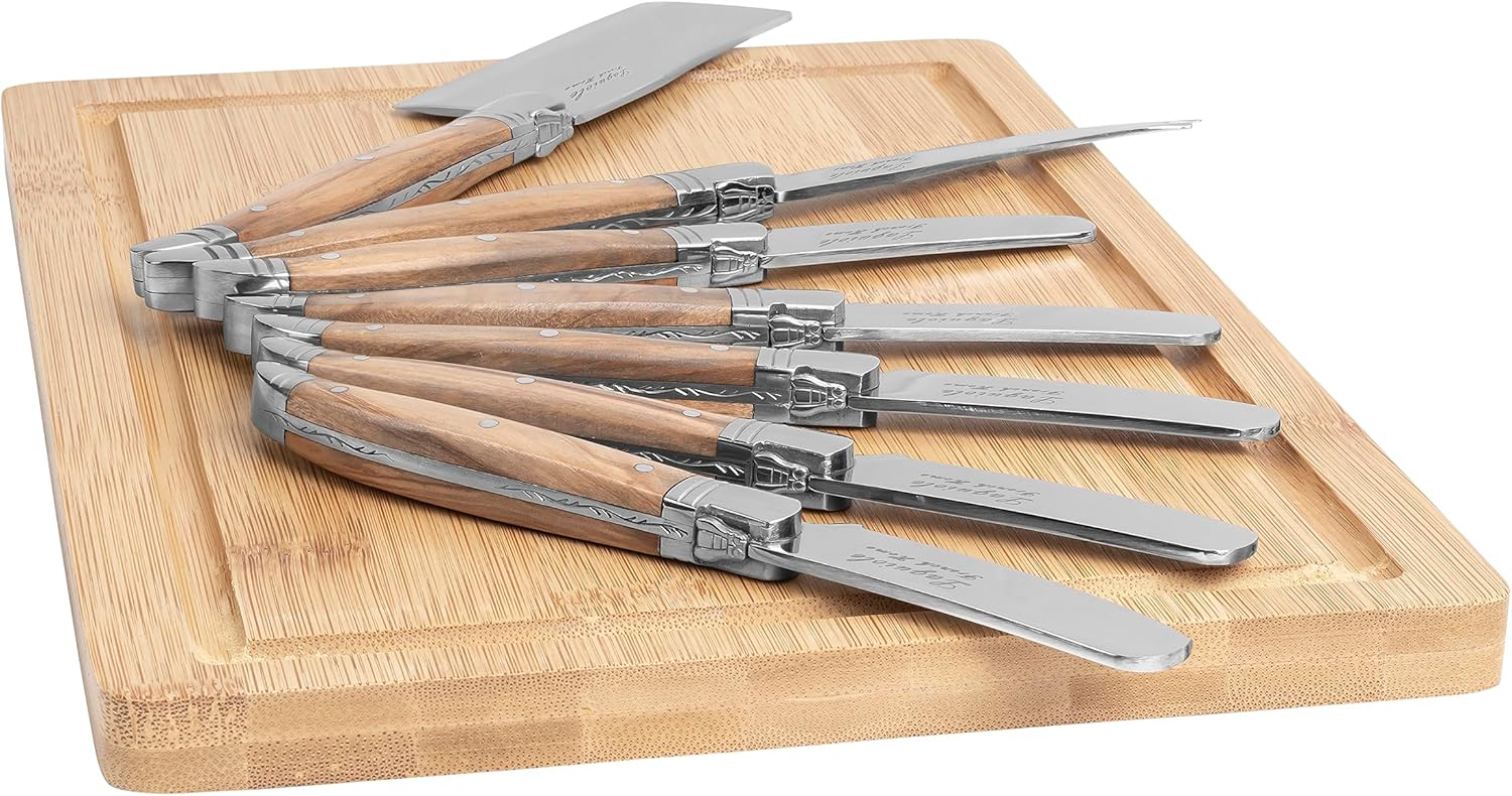 French Home Connoisseur 8 Piece Laguiole Cheese Knife, Cheese Spreader Knives