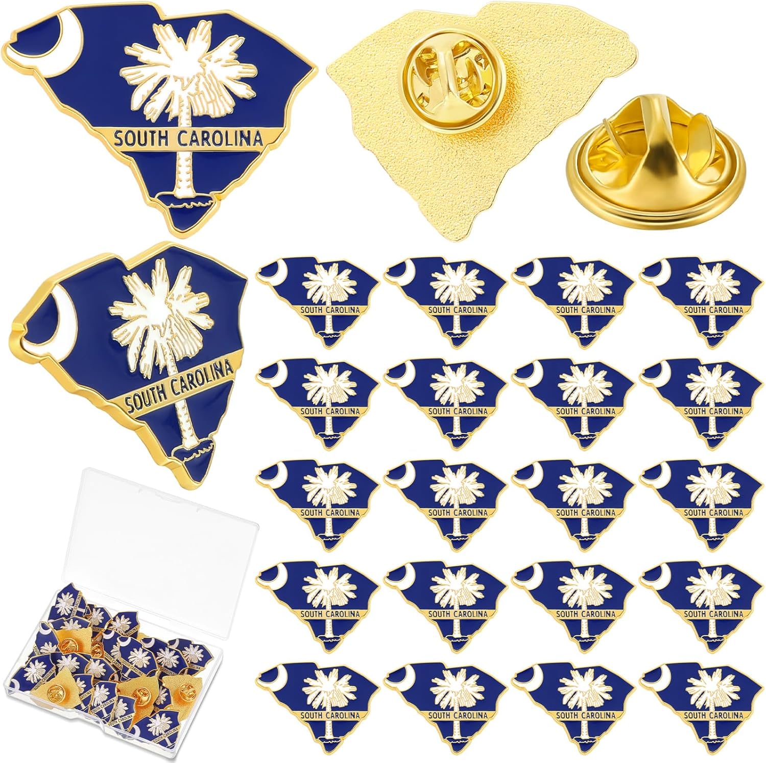 Equsion 25 Pcs USA State Lapel Pins Bulk Texas California Florida Tennessee South Carolina Patriotic Traveler Souvenir Gifts