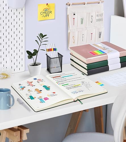 Miniatura 14 de Cuaderno de puntos, 360 páginas numeradas, cuadrícula de puntos, de 8.5 x 11 pulgadas, papel de punto de 3.53 oz/m², tapa dura gruesa, de cuero