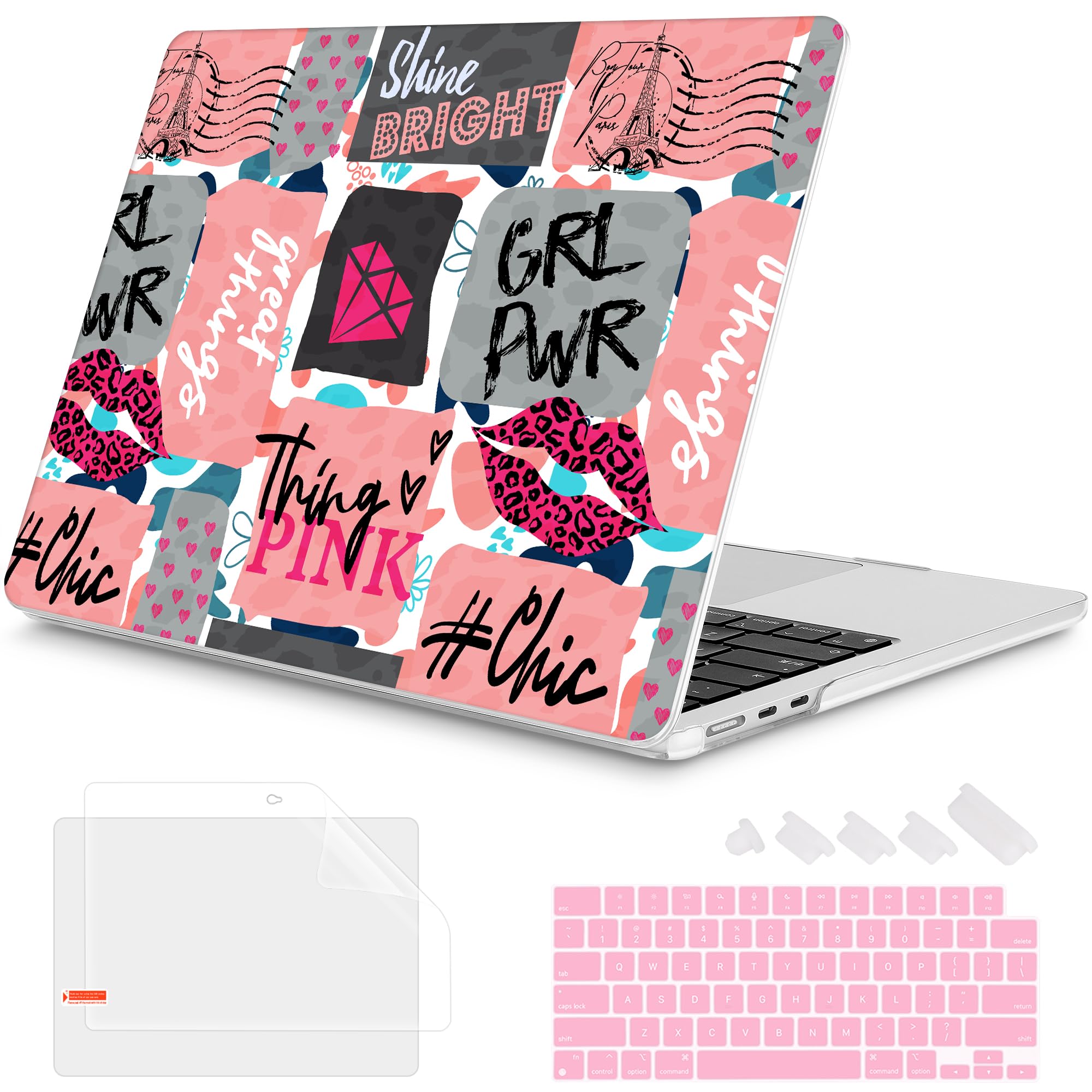 Mektron for 2026/2025/2024/2023 MacBook Air 15 INCH M5 A3448 /M4 A3241 /M3 A3114 /M2 A2941 Case, Printed Plastic Hard Shell Cover with 15.3" Liquid Retina Display Touch ID, Girly Graffiti