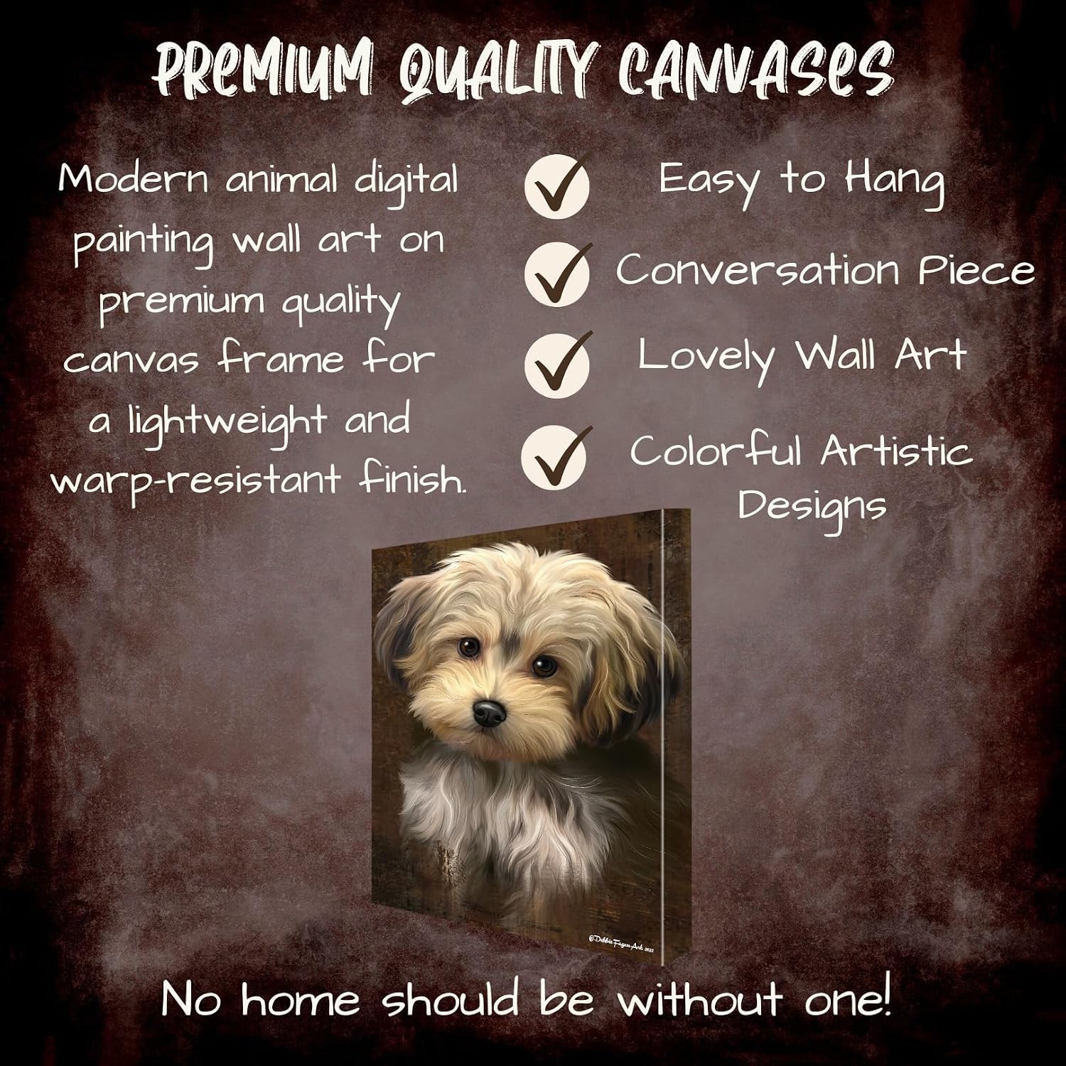 Doggie of the Day Rustic Yorkipoo Dog Canvas Wall Art - Premium Quality Ready to Hang Room Decor Wall Art Canvas - Unique Animal Printed Digital Painting for Decoration, 12"x12" - CVSP100019