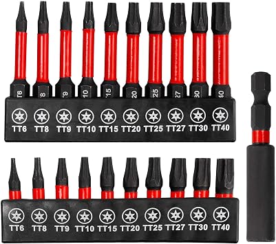 Yakamoz 21Pcs Impact Torx Bit Set, TT6-TT40 S2 Steel Security Torx