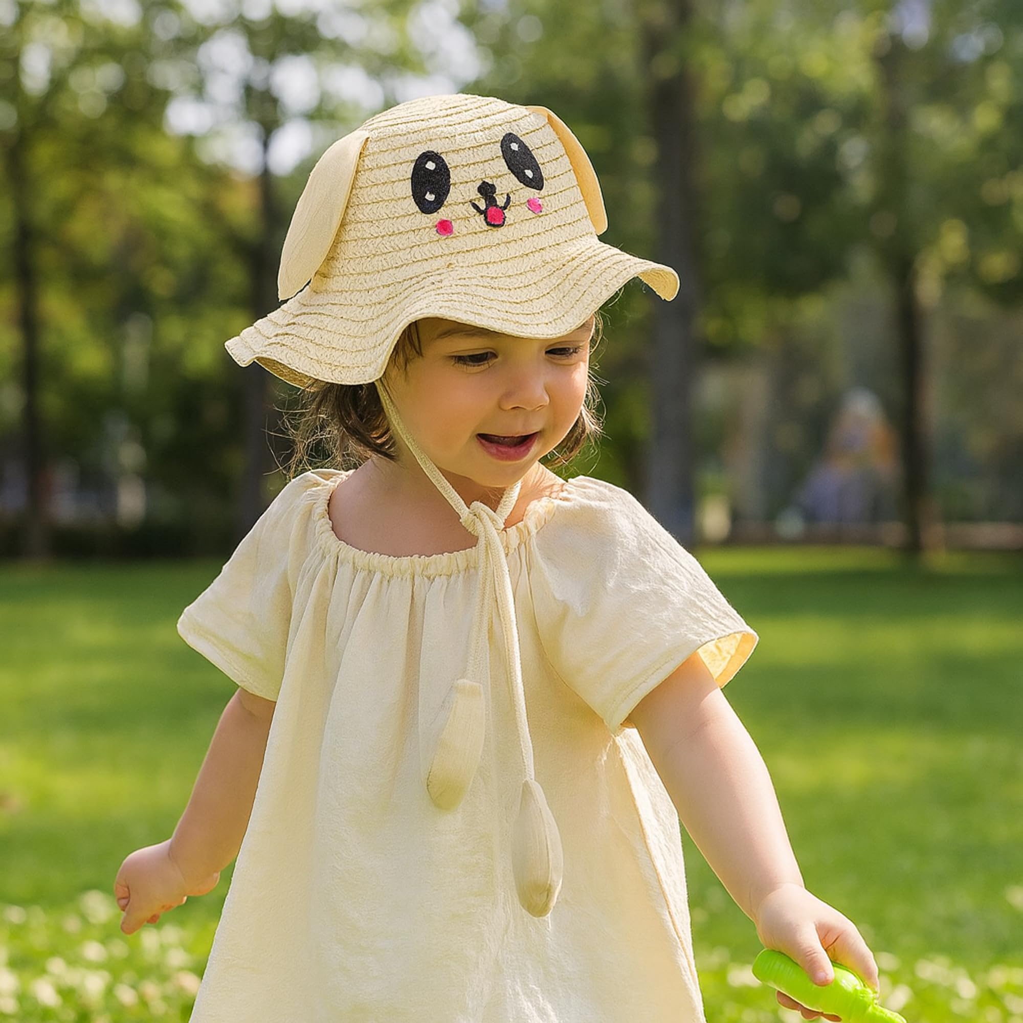 Simpatico Cappello da Sole Pieghevole e giocabile per Ragazze, Cappello da Sole Traspirante con Protezione UV con Motivo Ricamato e Motivo di Animali