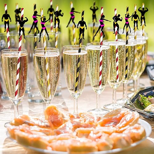 Miniatura 6 de BLUE TOP 30 pajitas de papel de baile divertidas para despedida de soltera, para hombres y bailarinas de Felame