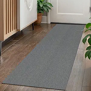 KOZYFLY Runners for Hallways 2x5 ft Washable Kitchen Runner Non Slip Rubber Backed Hall Runners Cotton Entryway Runner Rugs Floor Carpet for Indoor Backdoor Bedroom Kitchen, Grey/Dark Grey