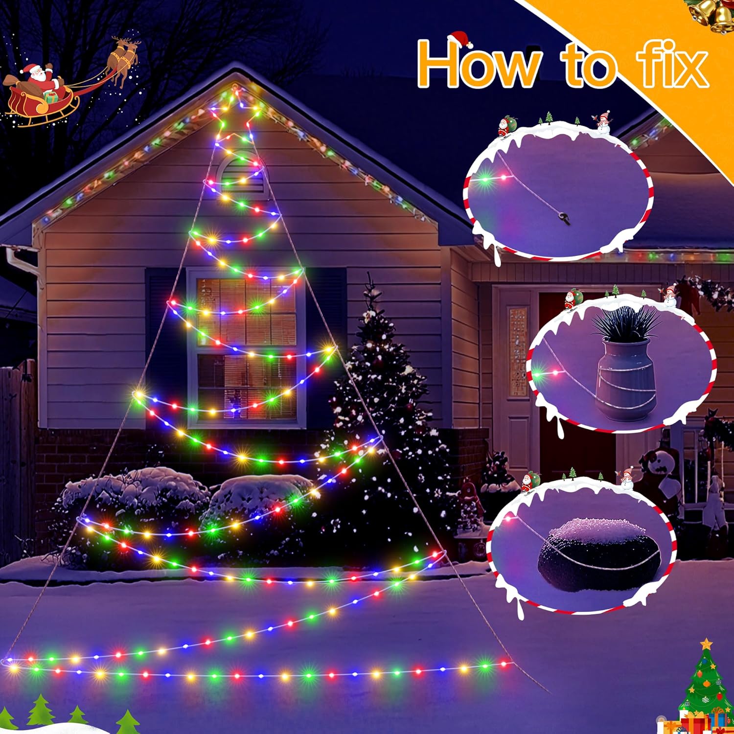 Ollny Inspiration Christmas Yard Decor Lights, IP67 Waterproof Remote Control Christmas Lights with Timer