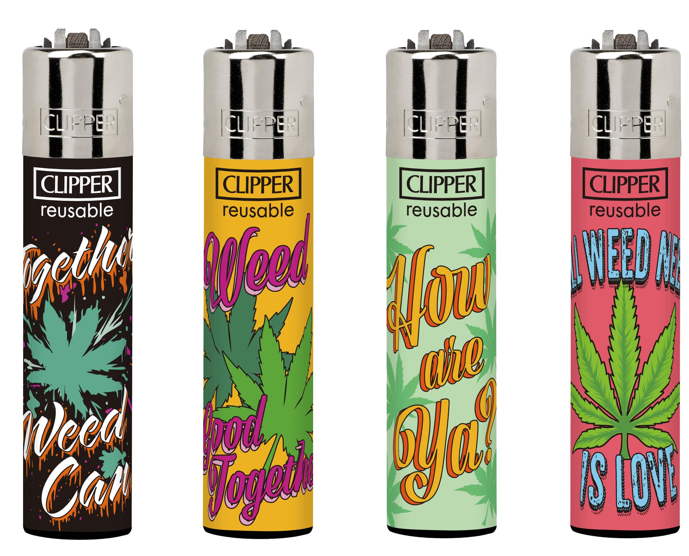 ksp partners ltd e-commerce 4 X CLIPPER LIGHTERS (WEED SLOGAN 3)
